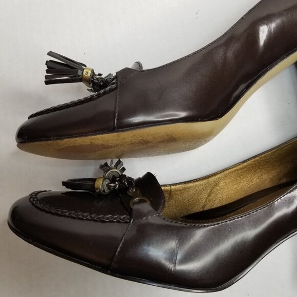Circa Joan and David Brown Heels Pumps Academia Office Career Tassel Leather 8M - Picture 14 of 15